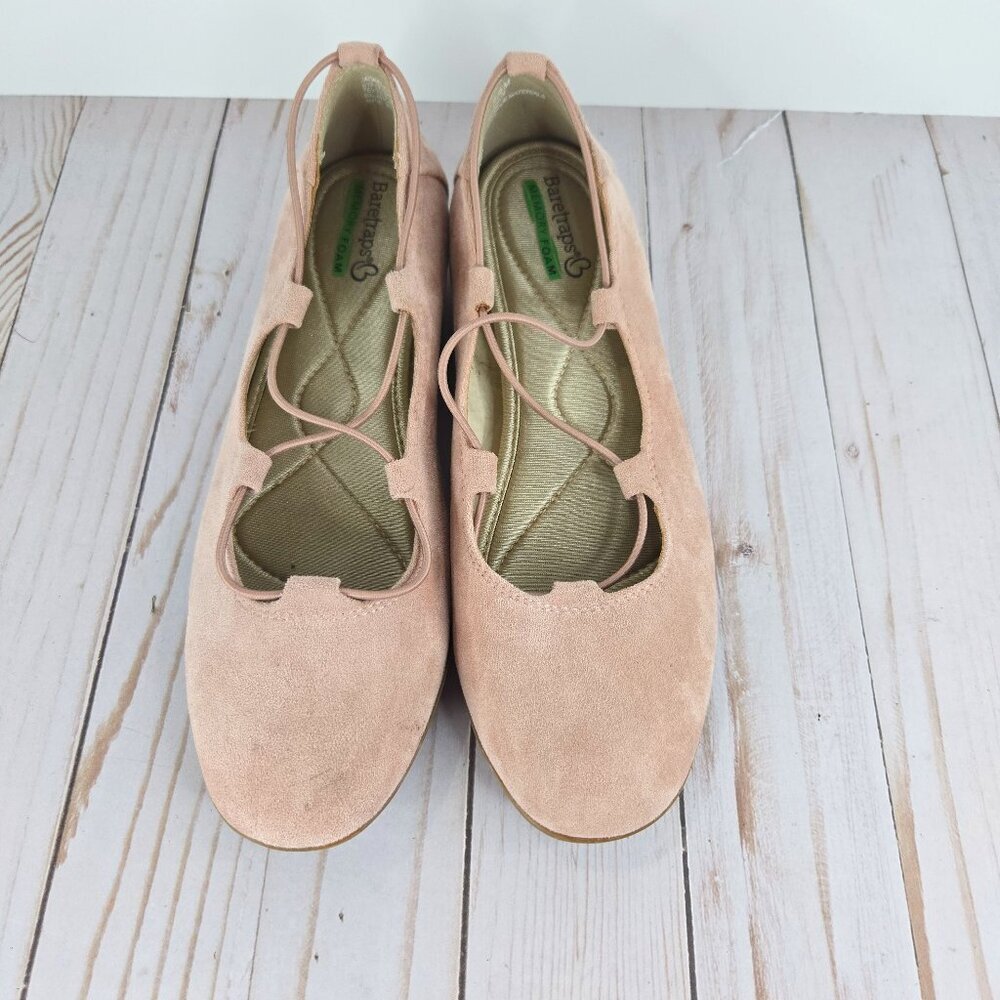 BareTraps Jackeline Pink Lace Up Ballet Flats Women’s Size 6.5